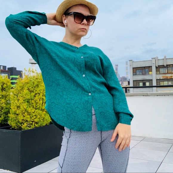 Zara Silk Lux Victorian Bohemian Convex Textured Elevated 3D Flower Top Blouse - Picture 3 of 16